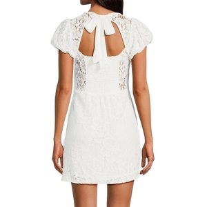 NWT Free People Hailee white lace mini bow back dress